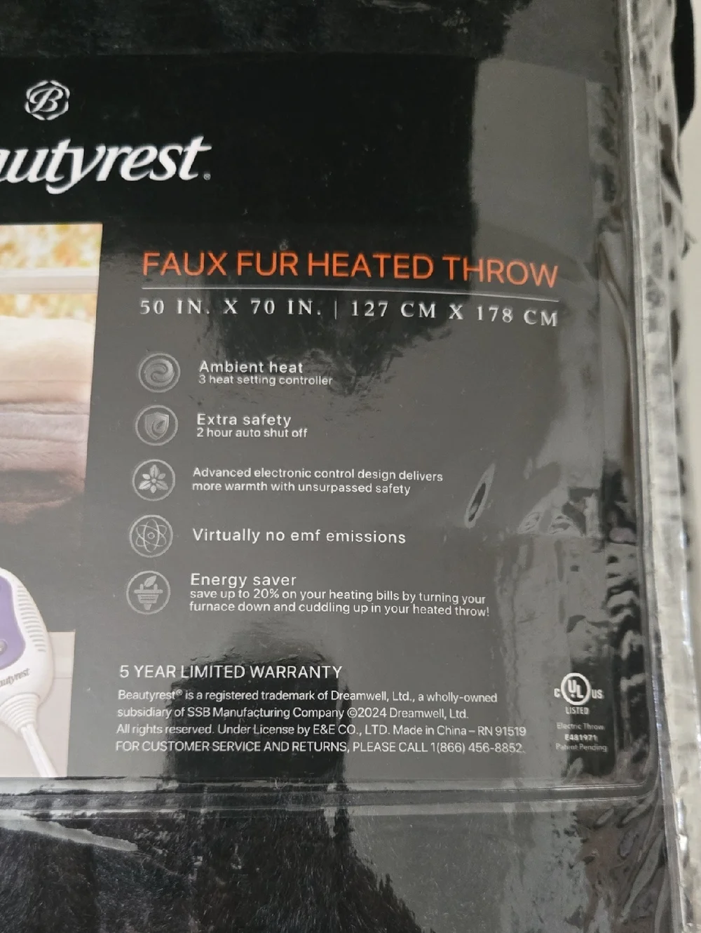 Beautyrest Oversized Heated Electric Blanket w/ Controller Auto Shut-Off